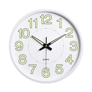 Luminous modern silent wall clock with metal aluminum frame and quartz movement display