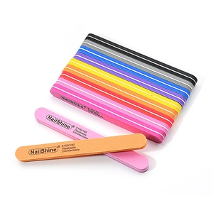 Straight sponge nail file set in multiple colors with washable S100/180 grit grit surface