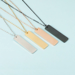 Minimalist Vertical Bar Pendant Necklace 304 Stainless Steel High Polish Geometric Mirror Finish Jewelry Unisex