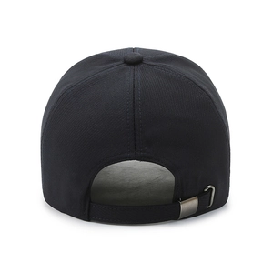 Casquette de baseball noire classique vue arrière avec boucle métallique réglable en coton sergé
