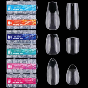 Soft Gel False Nail Tips Clear Full Cover Ultra Thin No Trace Professional Salon DIY Manicure Extension Various Shapes
