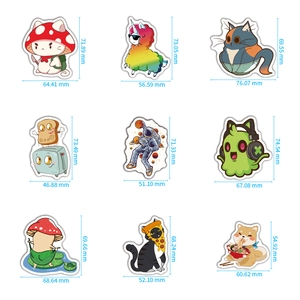 Detailed technical view of waterproof PVC VSCO stickers with exact dimensions in millimeters