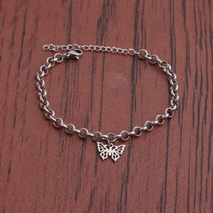 Butterfly Pendant Bracelet Stainless Steel Hollow Butterfly Adjustable Extension Chain Minimalist Trendy Jewelry For Women