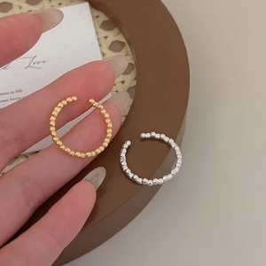 Minimalist 925 sterling silver beaded cross ring in gold and silver finish with open design