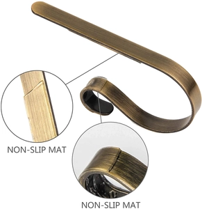 Bronze metal Christmas stocking holder for mantel with non-slip mat and brushed finish