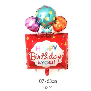 Large 107x63cm Happy Birthday foil balloon gift box shape for party decoration