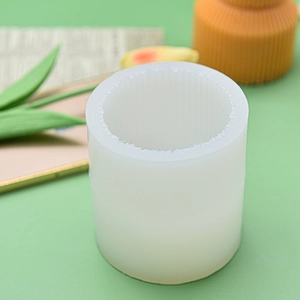 Vertical striped cylindrical silicone mold for handmade aromatherapy candles and soap crafts