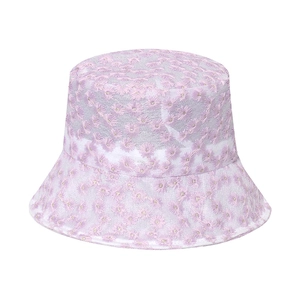 Breathable lavender daisy lace sun hat for women with delicate floral embroidery