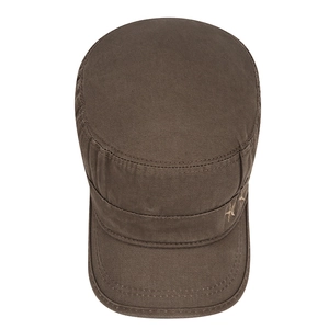 Klassische dunkelbraune Armycap aus Baumwolle mit Stickerei und verstärktem Schirm für Herren