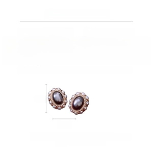 Detailed size specifications for vintage oval earrings with pearls and crystals