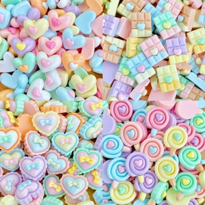 Mini Harz Flatback Cabochons Herz Lutscher Schokoladenform DIY Schmuck Zubehör Handyhülle Dekor Süß Kawaii