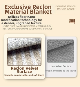 Detailed comparison of Reclon fiber technology showing soft dense texture on door mat