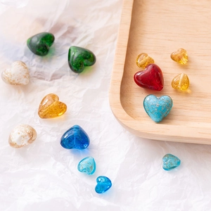 Heart Shaped Glass Beads Lampwork Loose Spacers With Gold Foil Glitter For DIY Bracelet Necklace Jewelry Making Accessory