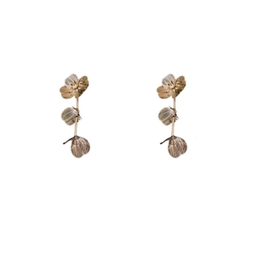 Boucles d'oreilles vintage fleurs oversize or champagne avec pétales en trois couches
