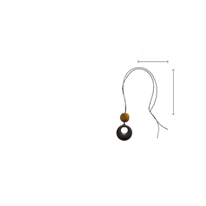 Detailed specs of geometric resin circle pendant with long black leather cord necklace