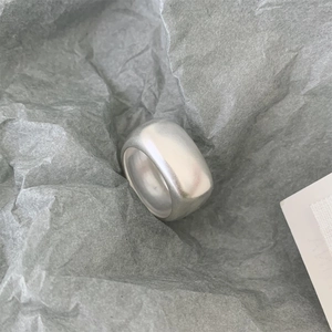 Minimalist 925 Sterling Silver Ring Frosted Matte Polished Wide Band Geometric Fashion Jewelry For Women