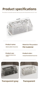 Detailed dimensions of glacier pattern tissue box with integrated storage compartments