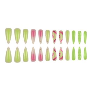 Faux ongles 3D fleurs arc-en-ciel longs stiletto avec dégradés de couleurs Y2K