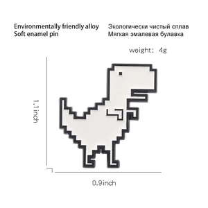 Pixel art white dinosaur enamel pin made of eco-friendly alloy for clothing accessories