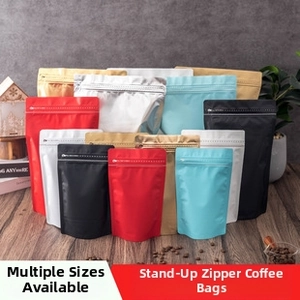 Detailed close-up of stand-up kraft paper pouches with resealable zippers in various colors