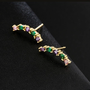Elegante 18K vergoldete Schmetterlingsohrringe mit bunten Zirkonia-Schmucksteinen