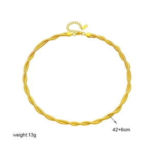 Collana a catena a corda dorata minimalista, lunghezza regolabile 42+6cm, peso 13g