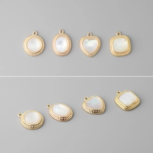 Charms Pendants Natural White Shell Mother Of Artificial Pearl Gold Plated Brass Heart Round Shapes DIY Jewelry Making Findings Accessories