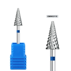 Detailed macro view of carbide nail drill bit with precision cutting teeth and base