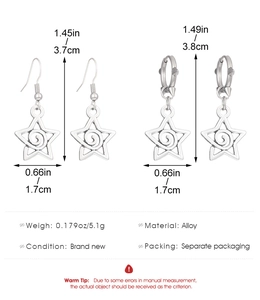 Tableau des tailles détaillé pour boucles d'oreilles étoiles évidées en alliage