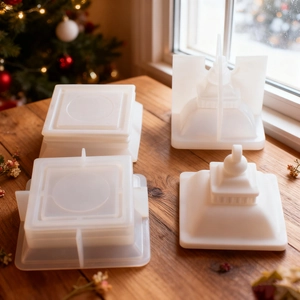 Detailed four-piece silicone mold set for DIY Christmas lantern resin and gypsum crafts