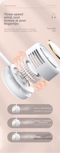 Close-up of ergonomic U-shaped neck fan showing internal dual turbo structure and white finish