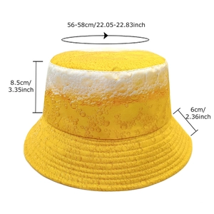 Cappello da pescatore unisex con stampa creativa di bolle di birra per festival estivi