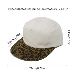Tabla de tallas detallada para la gorra de béisbol con estampado de leopardo de 5 paneles