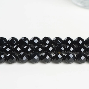Faceted Black Agate Loose Beads Diamond Cut Polished Natural Gemstone For Diy Jewelry Making Accessories