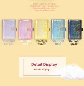A6 glitter PU leather budget binders in purple, pink, yellow, blue and black colors