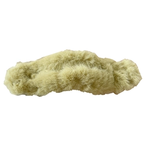 Elegant beige plush hair claw clip for women made of soft faux fur in a minimalist style