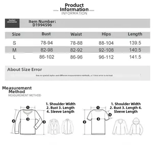 Size chart for the white polka dot lace dress showing bust, waist and hip measurements