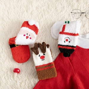 Chaussettes de Noël épaisses avec motifs père Noël, renne et bonhomme de neige