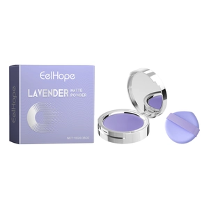Lavender matte finishing powder set with purple case and mirror for natural oil control