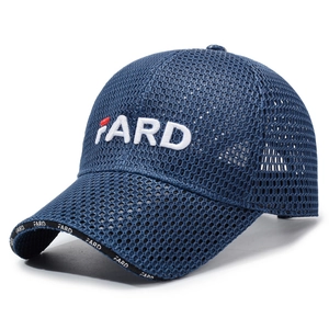 Navy blue breathable mesh baseball cap with white FARD embroidery for summer sports