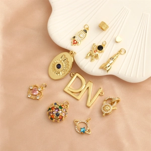 Astronaut Rocket Planet Charms Copper 18K Gold Plated Zirconia Micro Pave Enamel For DIY Jewelry Making Pendants