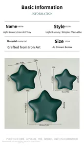 Detailed size chart for three star-shaped metal trays with exact dimensions and weight