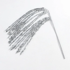 Sparkling silver glitter branch decoration for Christmas trees and festive floral arrangements