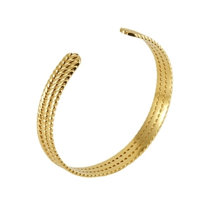 Bracelet jonc tressé doré élégant en acier inoxydable poli pour femme, style torsadé