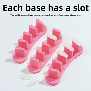 Pink snap-on nail art practice stands with three bases for display and training