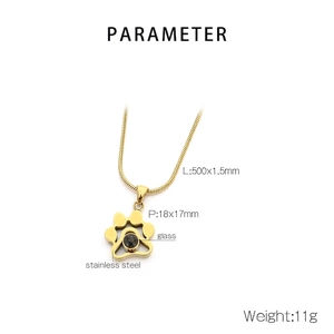 Détails du collier patte de chat doré en acier avec mesures de la chaîne serpent de 500mm