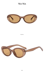 Macro detail of retro oval sunglasses featuring metal star decor on tea-colored frames