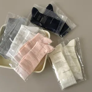 Women Cotton Crew Socks Ribbed Hollow Mesh Breathable Solid Color Slouchy JK Sweet Style Mid Calf Socks