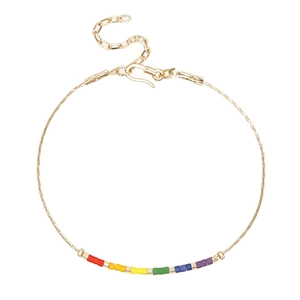 Verstelbare Miyuki-kralenarmband met regenboogkleuren en vergulde kettingsluiting