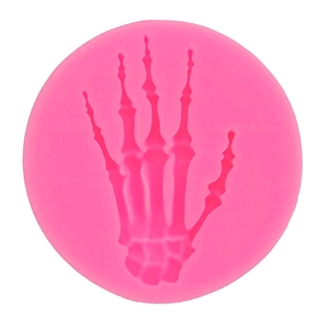 Stampo tondo rosa in silicone per Halloween con rilievo mano scheletro per torte fondente